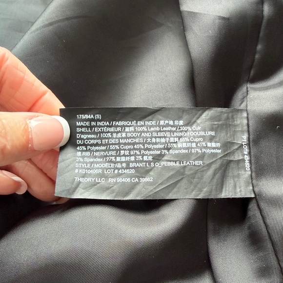 Theory Brant Lamb Pebble Leather Jacket Navy Blue Bomber Mens Sz S - Picture 10 of 13